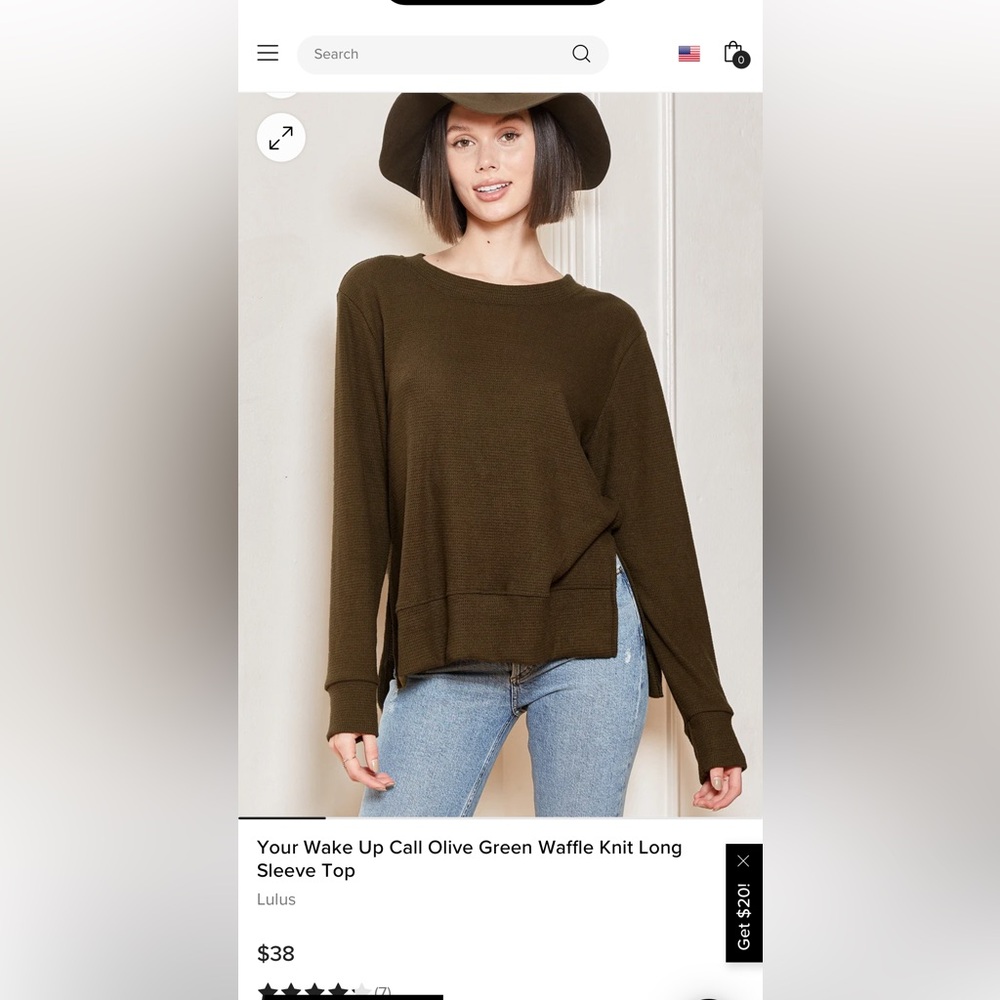 Lulus Your Wake Up Call Olive Green Waffle Knit Long Sleeve Top